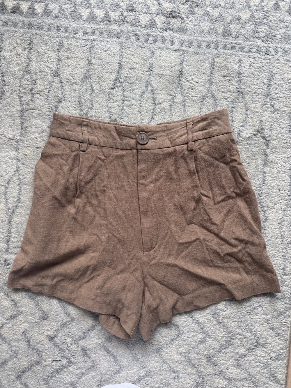 stradivarius High-Waist Brown Tailored Shorts